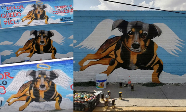 mural scooby perrito lanzado cazo aceite hirviendo