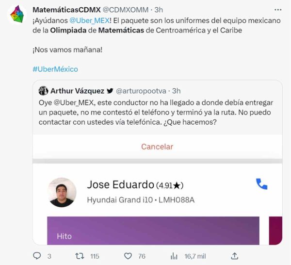 denuncia olimpiada matemáticas uber