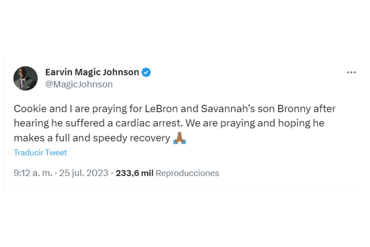 mensaje de magic johnson sobre la recuperación del hijo de lebron james