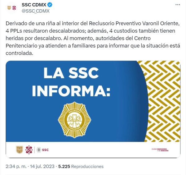 riña reclusorio oriente ssc