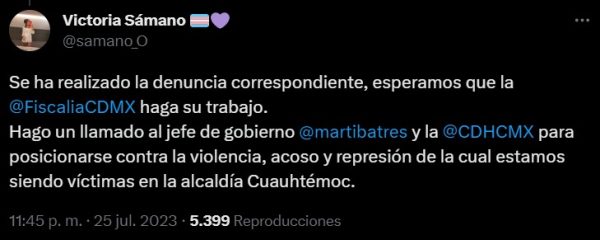 victoria samano denuncia amenazas