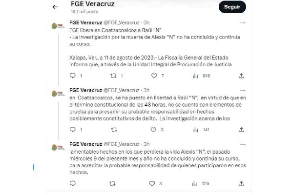 FISCALIA VERACRUZ ASESINATO ALEXIS RAUL DETENCION