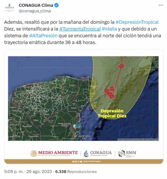 conagua tormenta tropical idalia