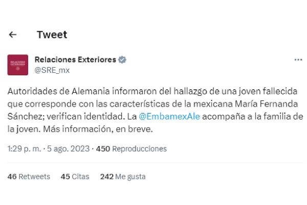 maria fernanda mexicana desaparecida en berlin alemania sre hallan sin vida