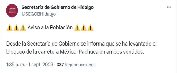 levantan bloqueo méxico pachuca hidalgo
