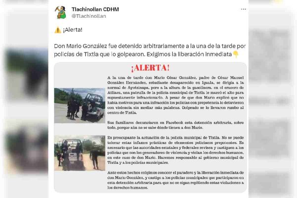 tlachinollan detencion padre ayotzinapa