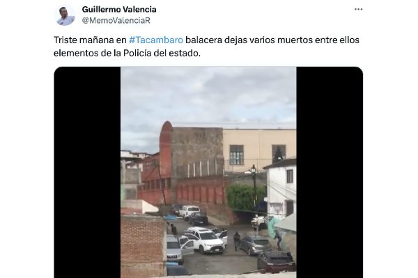 Captura de pantalla de un mensaje en la cuenta de X de Guillermo Valencia, presidente del PRI en Michoacán
