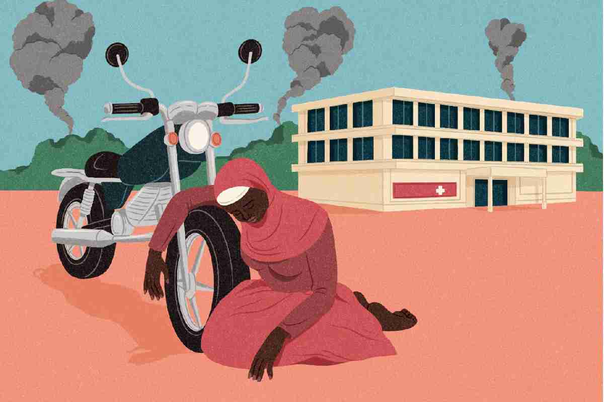 Ilustración sobre Patricia*, una mujer de 35 años que fue ingresada en el Hospital de Referencia de Bangui, en Africa Subsahariana, con complicaciones relacionadas con el aborto.