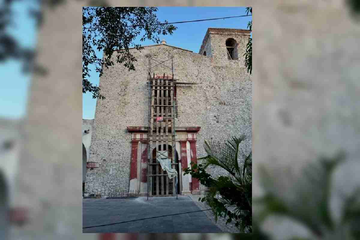 Fachada actual del Convento del siglo XVI en Yautepec, Morelos.