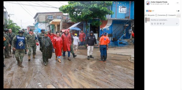 Esta foto no muestra a la gobernadora de Guerrero atendiendo emergencia por Otis, la imagen es de hace dos semanas