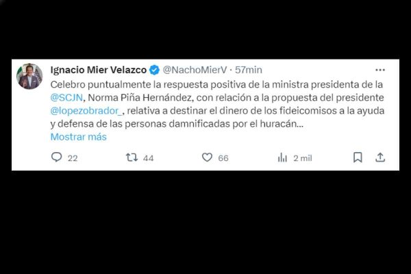 Ignacio Mier respondió a ministra Piña sobre fideicomisos.