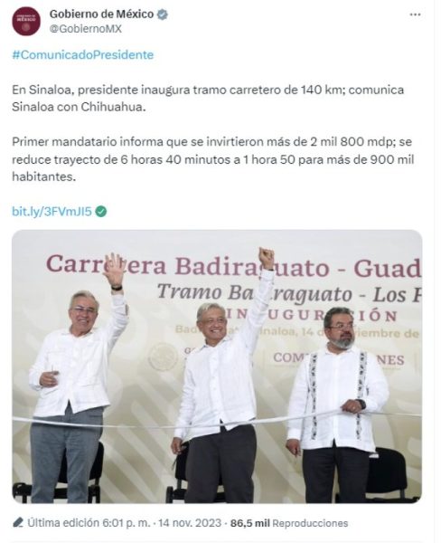 Captura de pantalla Gobierno de México