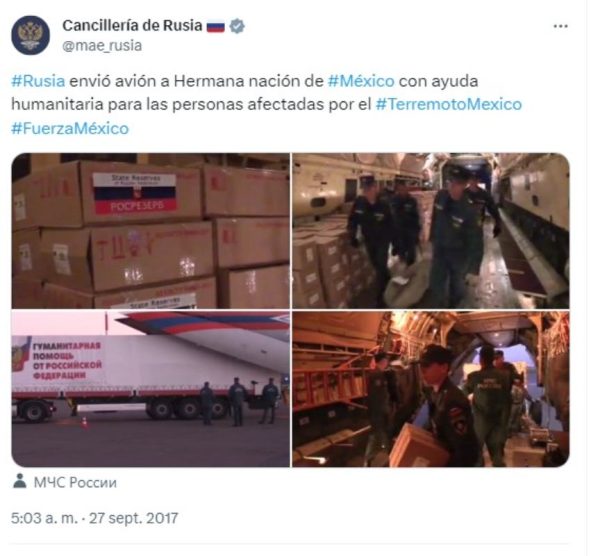 Captura de pantalla Twitter Cancillería rusa