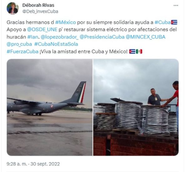 Captura de pantalla Twitter Déborah Rivas