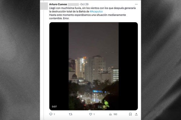 Captura de pantalla de testimonio del Huracán Otis