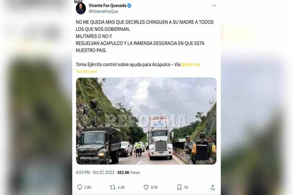 La publicación que desinforma saca de contexto un video en el que el presidente lee un “tuit” de Vicente Fox