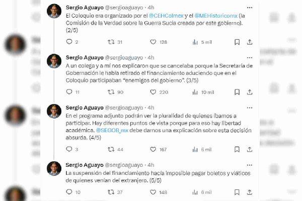 sergio aguayo censura coloquio guerra sucia