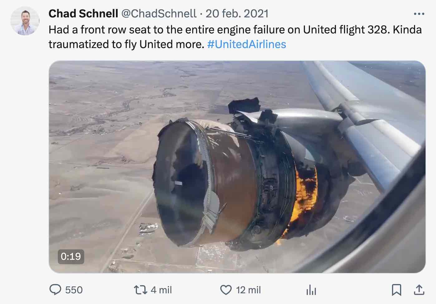 Captura del tuit publicado por Chad Schnell (@ChadSchnell) en X.