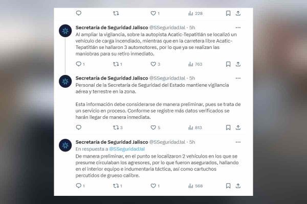 Un grupo armado bloqueó traos de la carretera Acatic-Tepatitlán.
