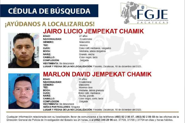 Integrantes de familia ecuatoriana desaparecida en Zacatecas.