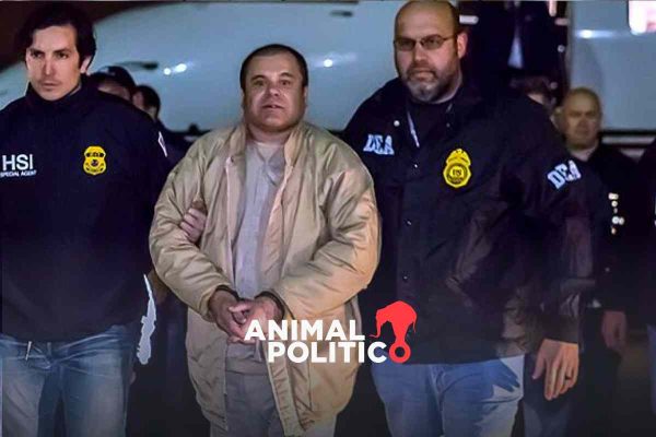 Joaquín Guzmán durante su extradición a Estados Unidos.