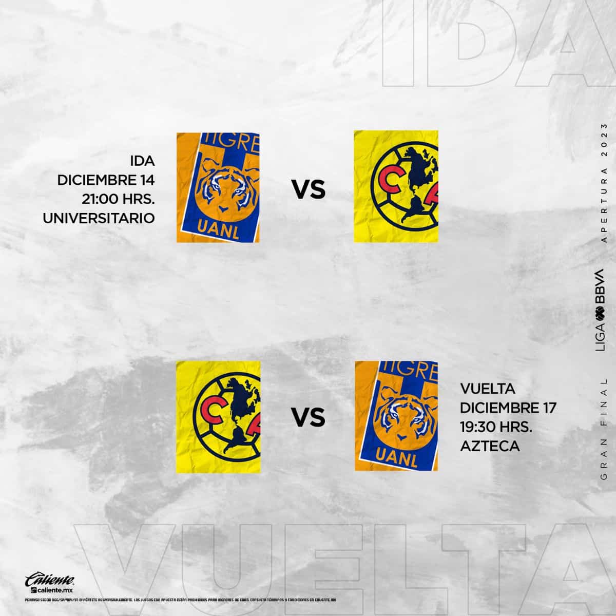 horario ida y vuelta américa vs tigres