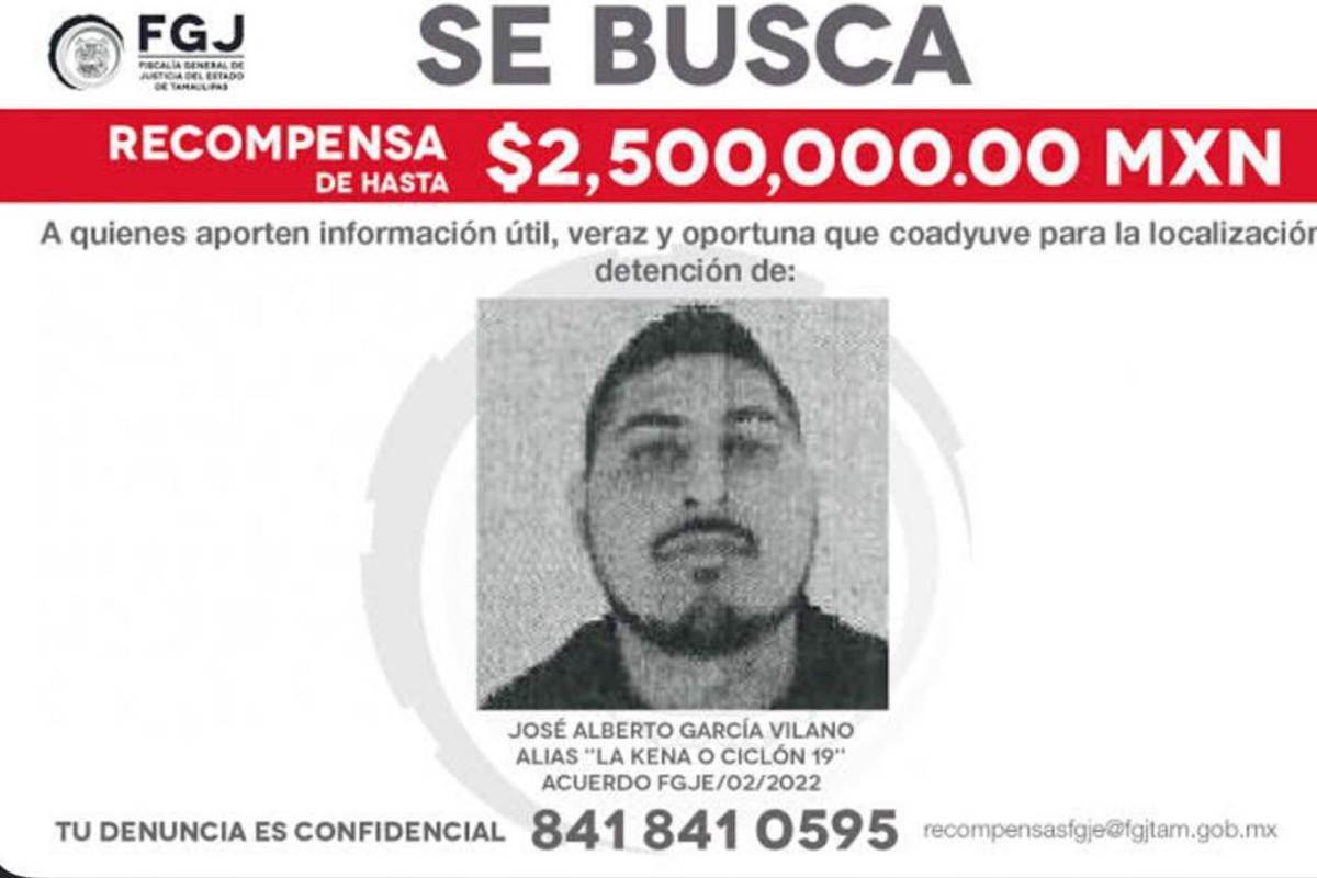 Cartel de Se busca de Alberto N, sujeto con barba y bigote