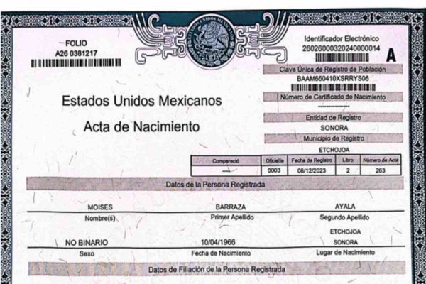 acta de nacimiento no binaria en sonora