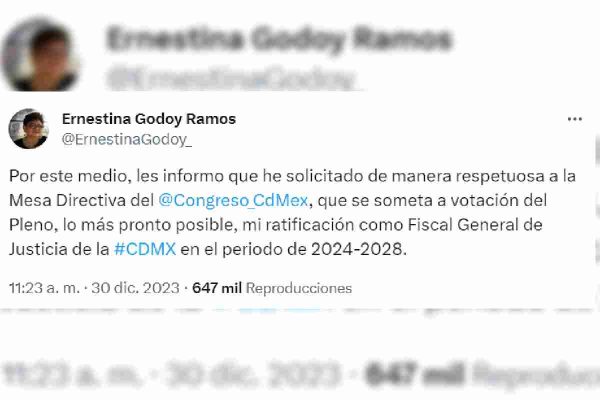 carta ernestina godoy congreso CDMX
