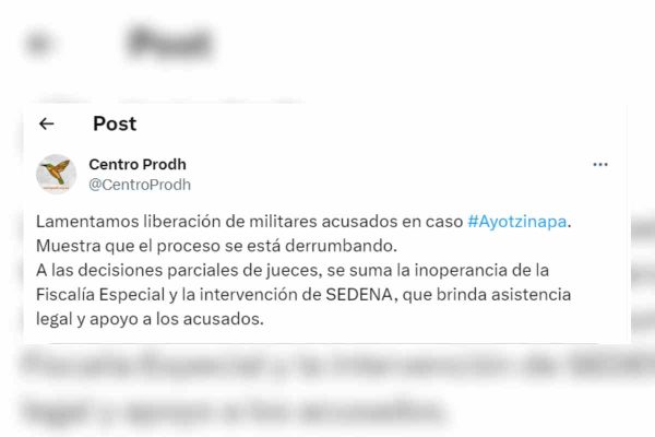 El Centro Prodh culpó a la FGR de la liberación de ocho militares