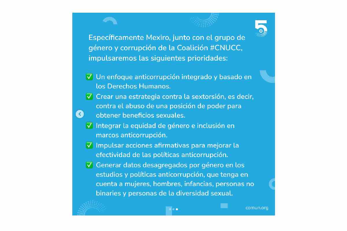 Post de Mexiro en Instagram sobre las políticas anticorrupción debatidas en la Conferencia de los Estados Parte (CoSP 10) de la Convención de Naciones Unidas contra la Corrupción en Atlanta.
