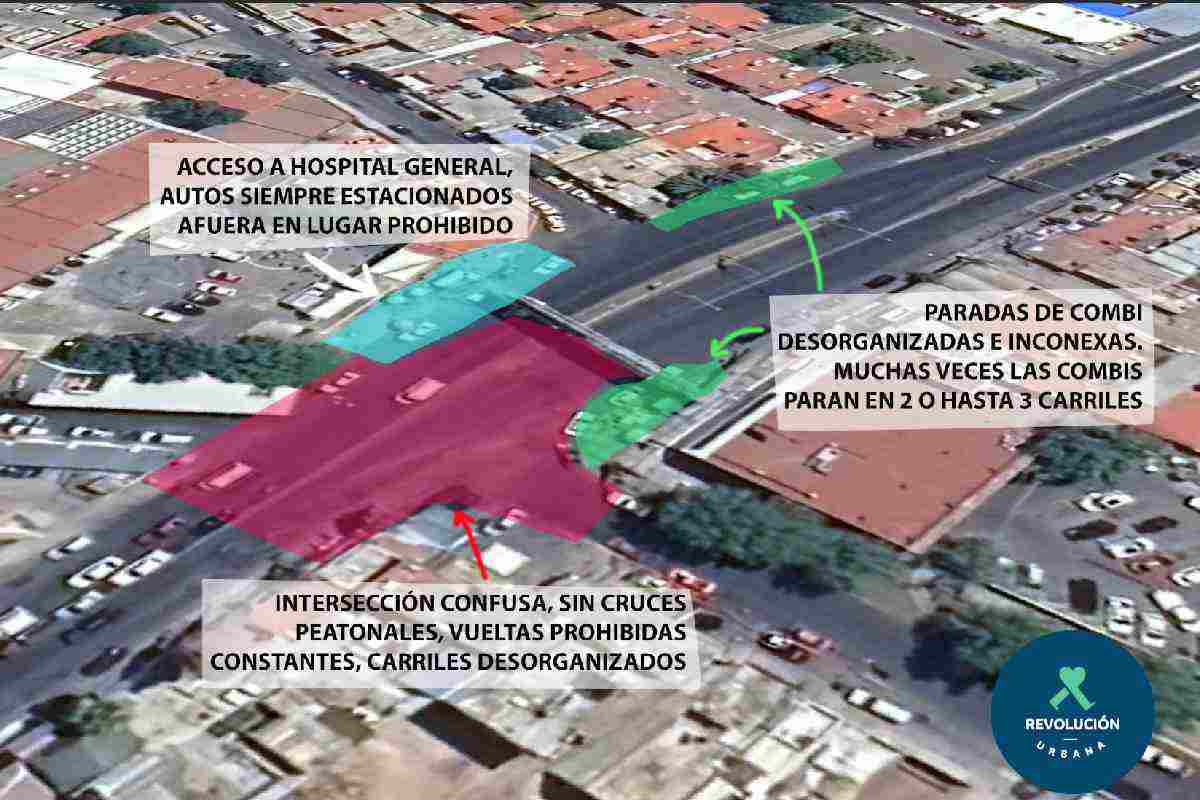 Mapa con la distribución de los puentes antipeatonales en Pachuca, Hidalgo.