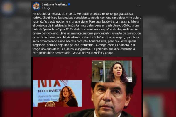 Sanjuana Martínez acusó a Jesús Ramírez Cuevas de corrupción.