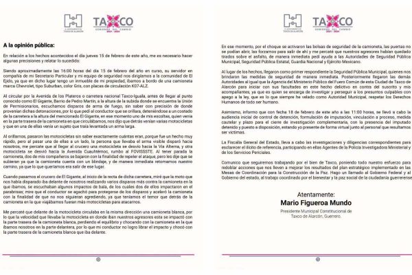 Alcalde de Taxco narró cómo ocurrió el ataque en su contra