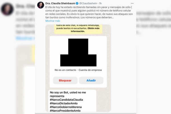 filtran teléfono claudia sheinbaum