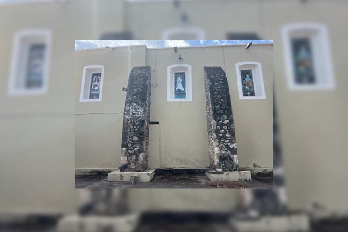 Detalle del exterior de la iglesia del convento de san juan bautista en Xalisco, Nayarit.