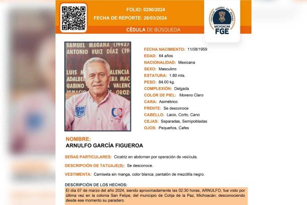 Ficha de búsqueda de Arnulfo García regidor de Cotija