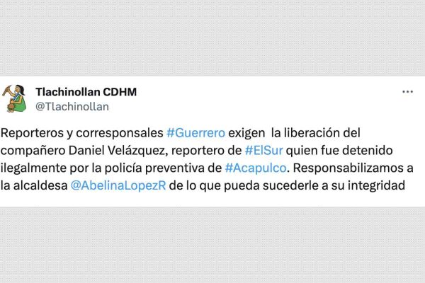 Comunicado sobre la detención ilegal de un reportero por parte de policías de Acapulco.