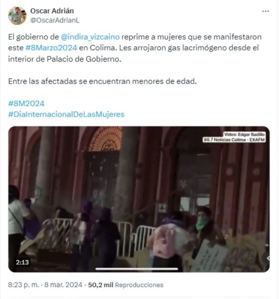 Video sobre uso de gas lacrimógeno en Colima