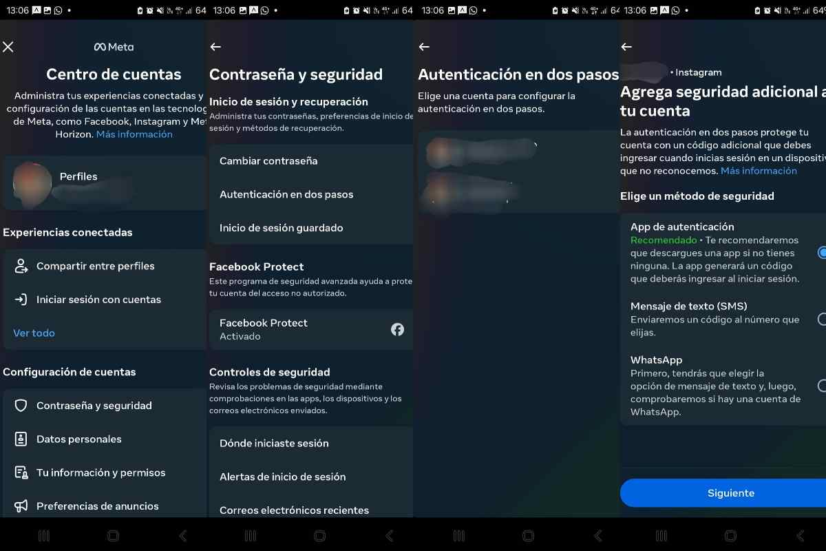 autenticación dos pasos Facebook Instagram
