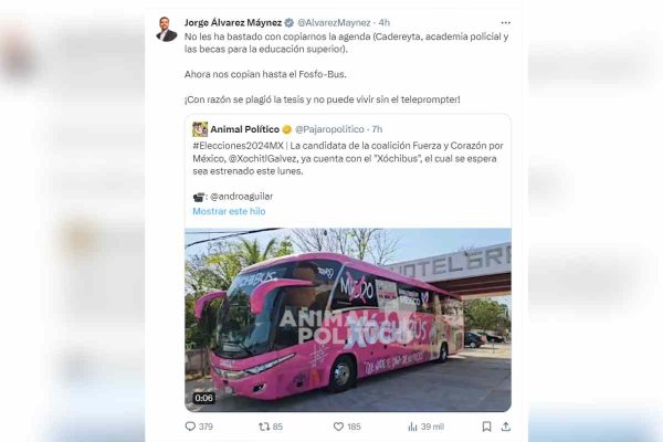 Álvarez Máynez criticó el medio de transporte de Xóchitl Gálvez