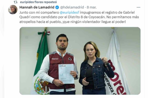 Hanna de la Madrid criticó a la oposición por postular a Gabriel Quadri