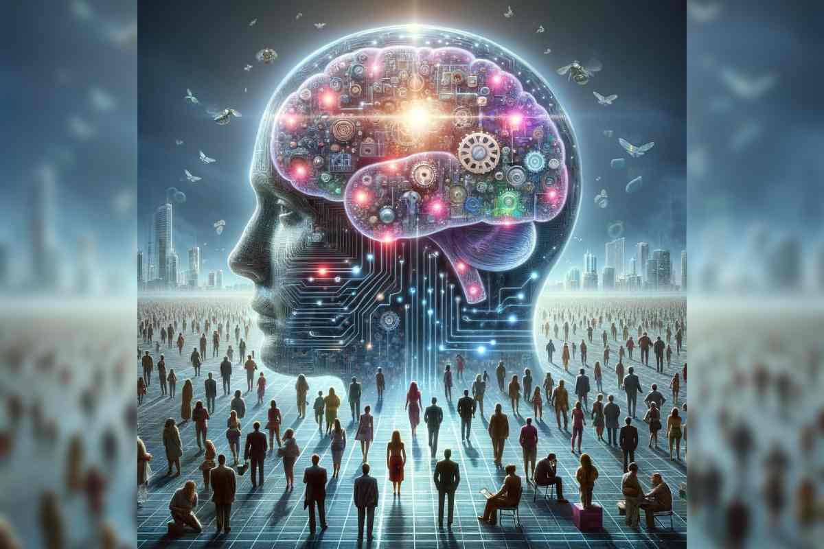Imagen generada con IA. Pensamiento crítico, algoritmos, redes sociales y conformidad, de Roberto Heycher . Herramienta: DALL-E