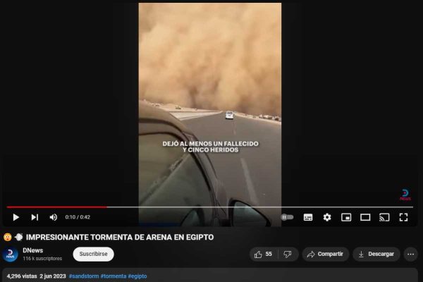 Captura de video de DNews sobre tormenta de arena en Egipto en junio de 2023