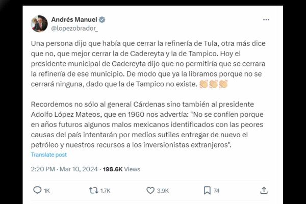 AMLO responde a polémica sobre cierre de refinerías