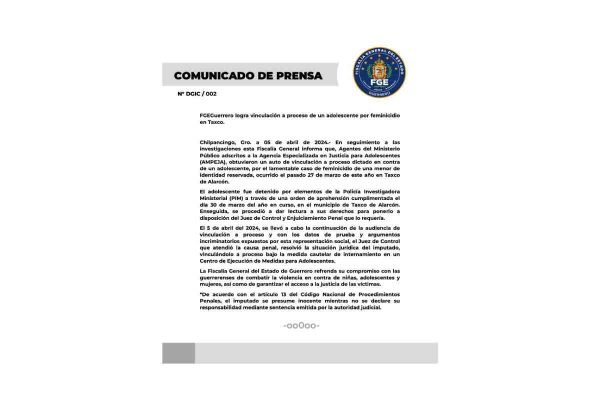 Comunicado fiscalia taxco camila