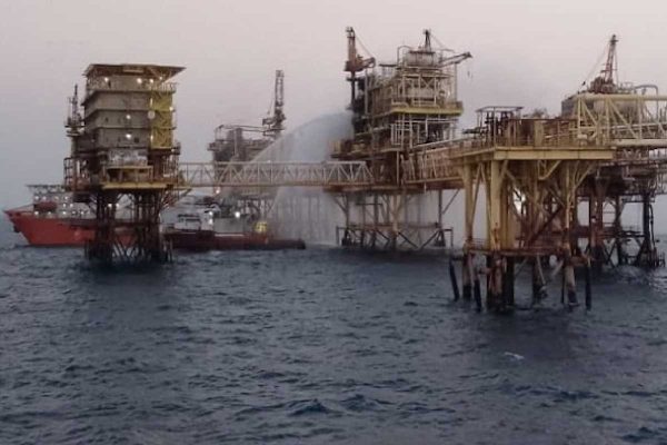 Palataforma de Pemex en la Sonda de Campeche.