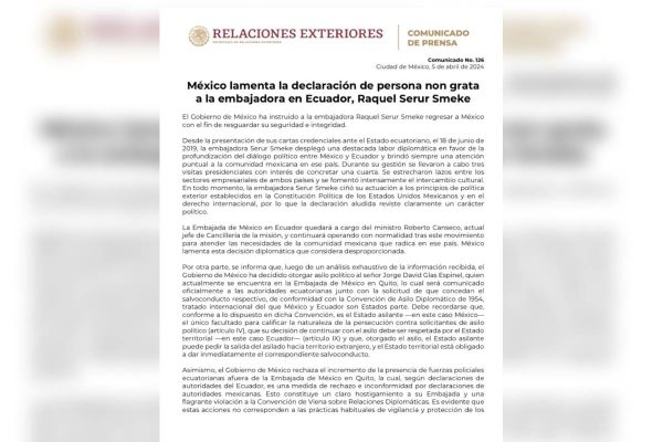 Relaciones Exteriores asilo ecuador