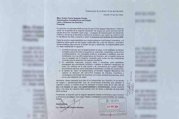 carta Oscar Chavez Guerrero