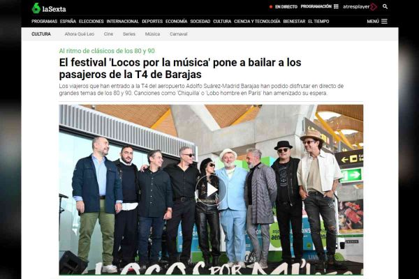 Captura de pantalla del medio La Sexta que informa sobre festival “Locos por música” el 21 de marzo de 2024